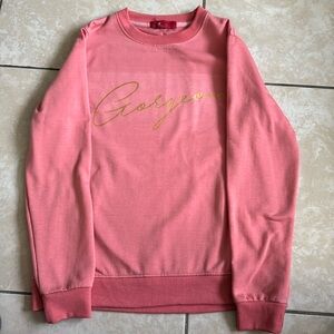 Pink ‘Gorgeous’ Cutout Shoulder Sweatshirt - Tagged Large but fits small